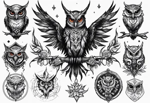 The Demon Owl Stolas, a Prince of Hell who is obsessed with gems, knowledge of astrology and poisonous plants. tattoo idea