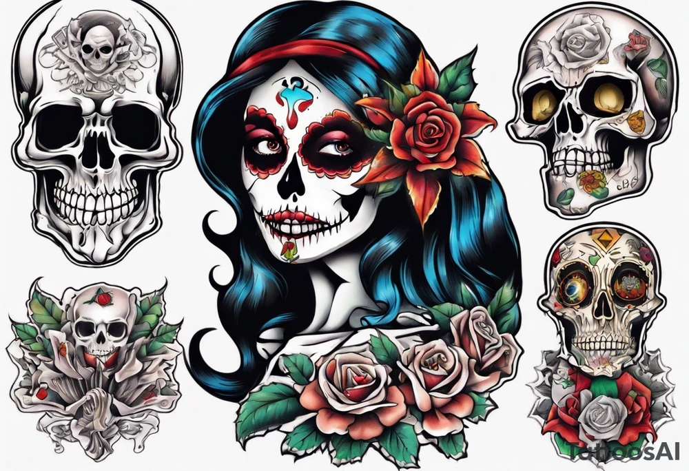 santa la muerta with money tattoo idea