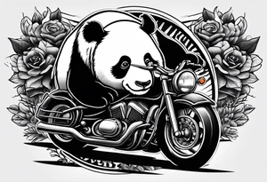 fat panda riding a motorcycle tattoo idea