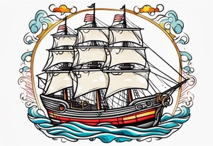 Tattoo word: V.O.C. Under sailing ship tattoo idea