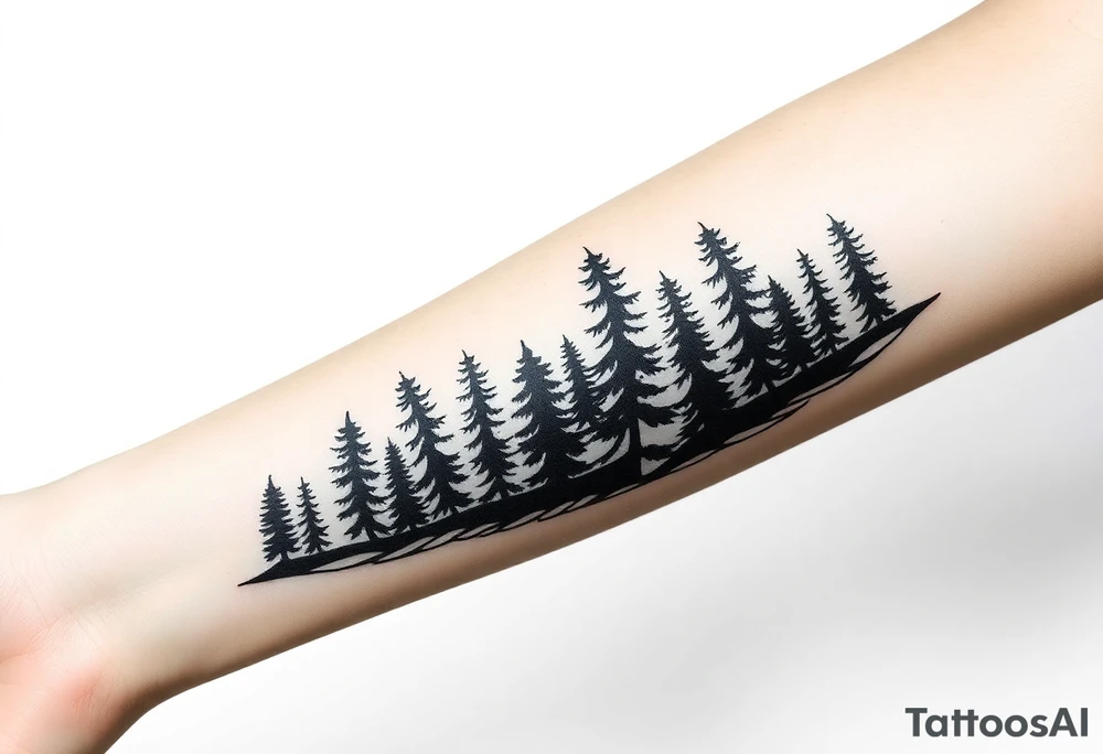 Coniferouse forest silhouette around the forearm a tattoo tattoo idea