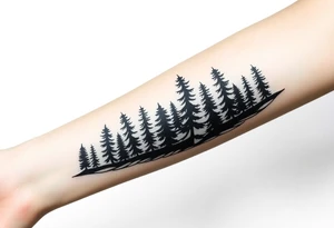 Coniferouse forest silhouette around the forearm a tattoo tattoo idea