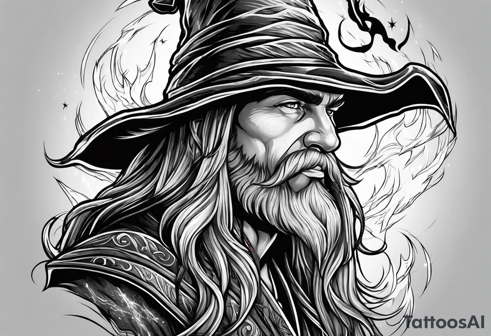 wizard with lightning tattoo idea