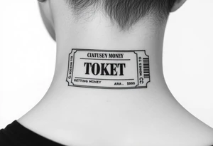 Ticket design with a getting money aura and a chosen money theme tattoo idea