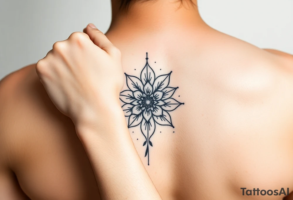 Henna tattoo on wrist with sparkle flower in white background tattoo idea