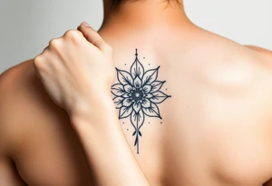 Henna tattoo on wrist with sparkle flower in white background tattoo idea
