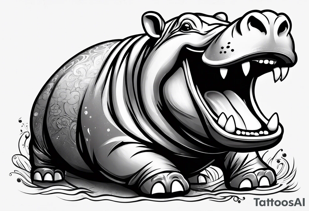 Baby hippo laughing tattoo idea
