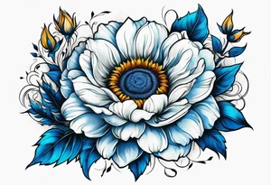 animal flower rose and blue, sunflower, tattoo idea