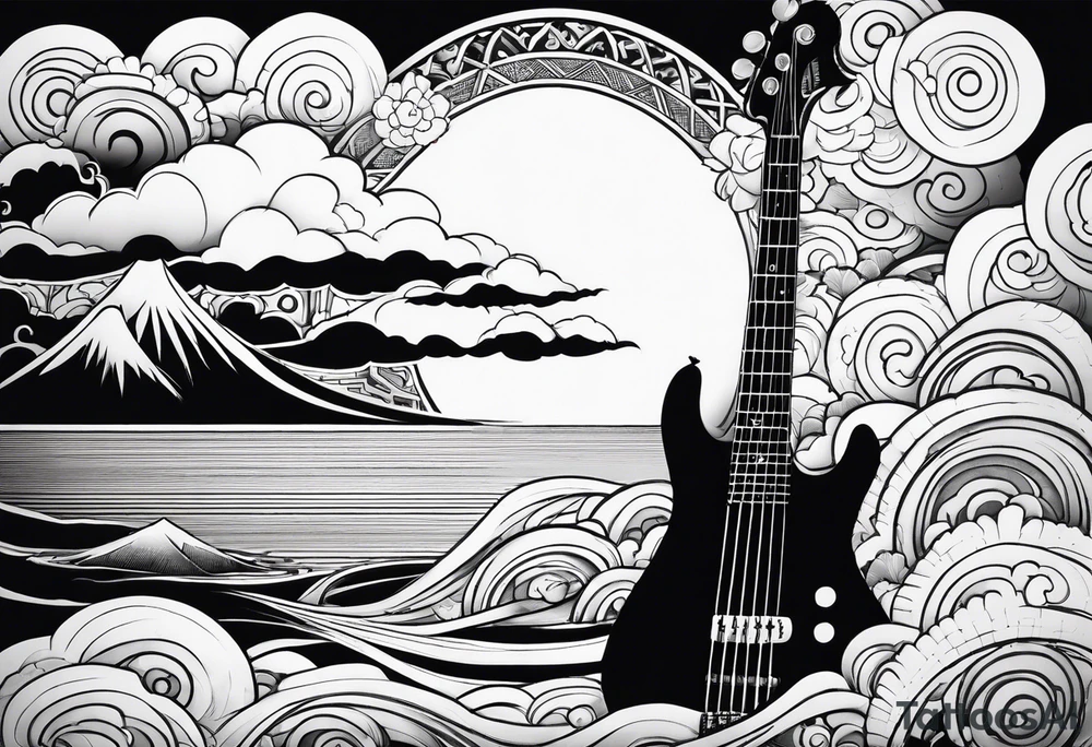 cloud, bassguitar, tattoo idea