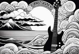 cloud, bassguitar, tattoo idea