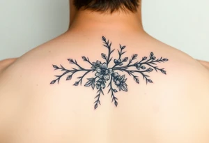 a rowan tree branch with berries and florals tattoo idea