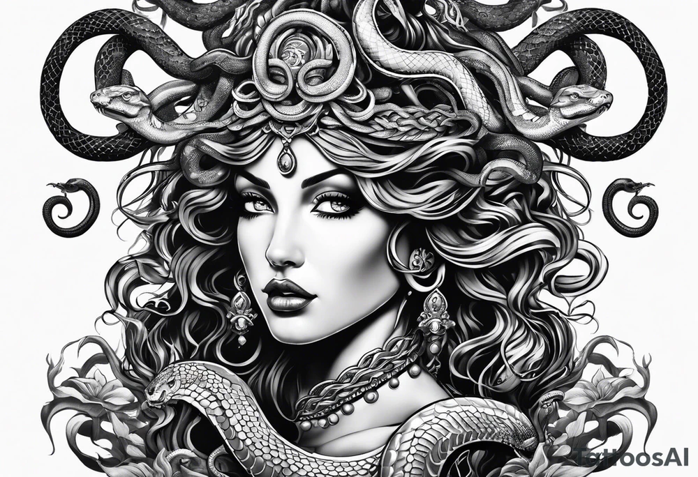 Medusa with snakes for hair tattoo idea