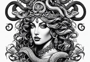 Medusa with snakes for hair tattoo idea