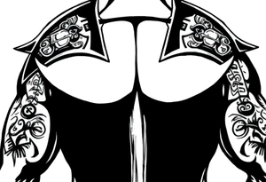 Viking axe on both shoulders with detailed rune engravings tattoo idea