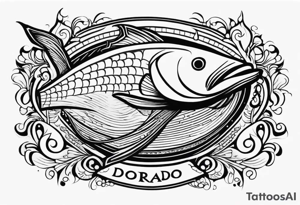 Dorado in lettering with Jesus tattoo idea