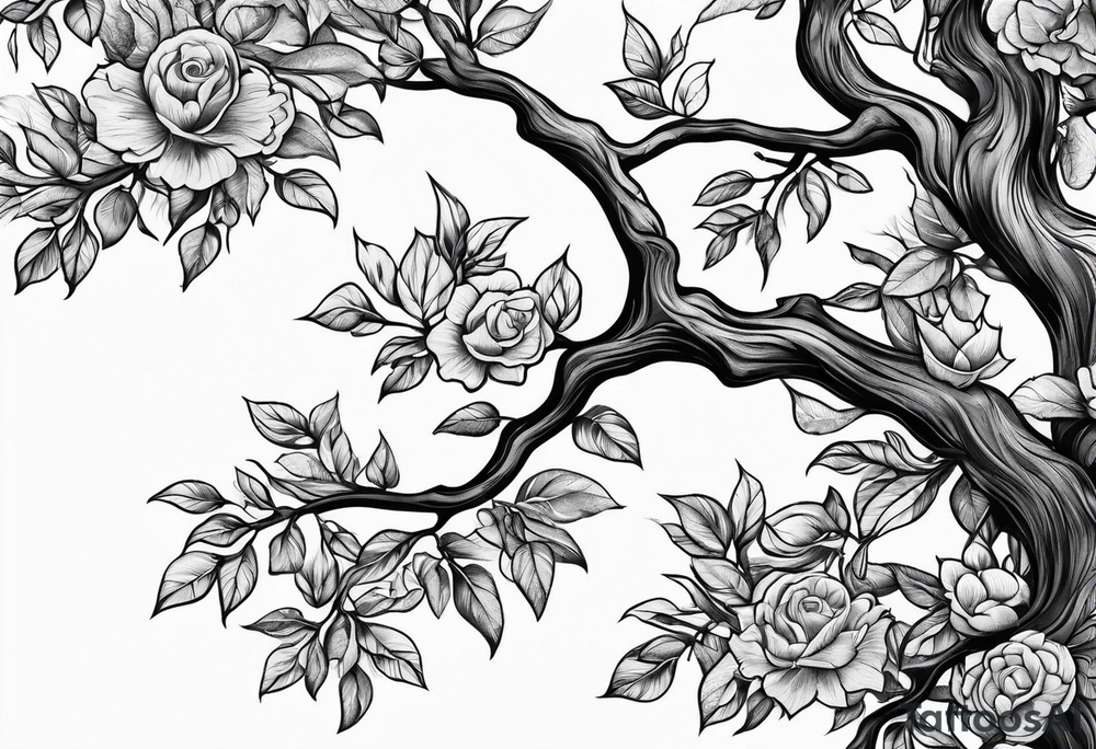 Left side tree branches tattoo idea