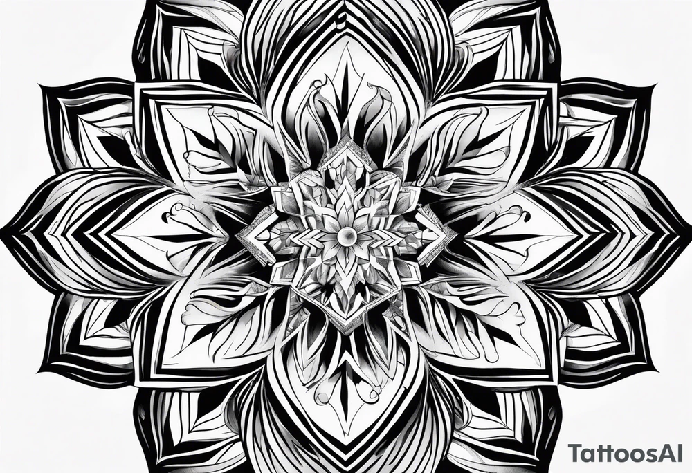 Branched crystaline fractal snowflake tattoo idea