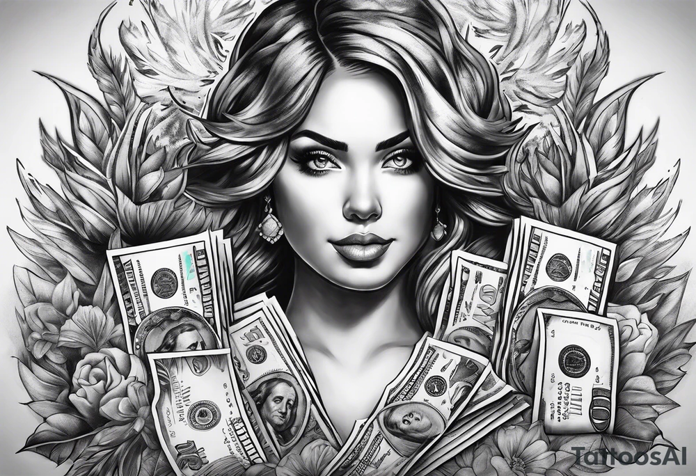 money on fire tattoo idea