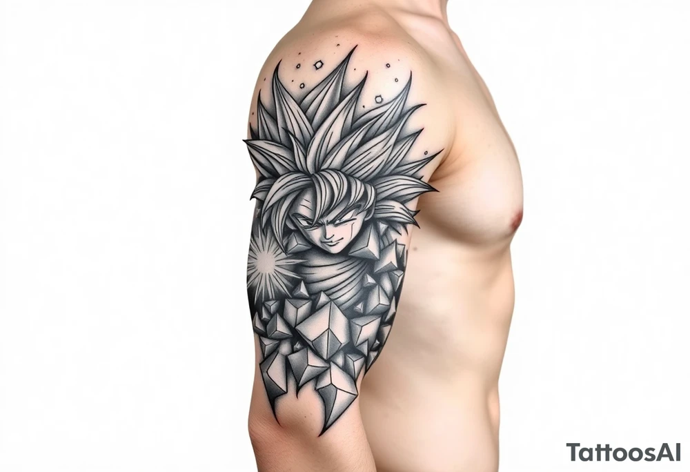 legendary dragonball z scene with energy aura and power effects tattoo idea