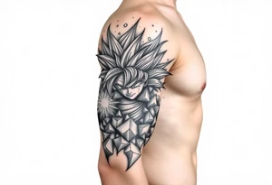 legendary dragonball z scene with energy aura and power effects tattoo idea