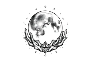 celestial moon and moonlight 
embrace with constellation patterns tattoo idea