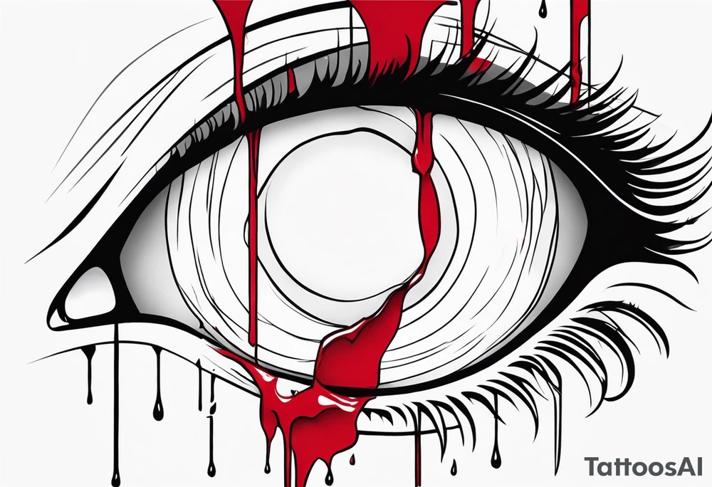 Bleeding tear flows to down from eye tattoo design tattoo idea