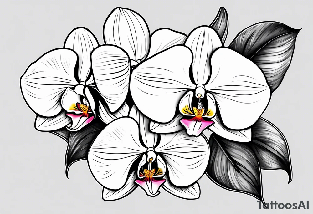 Rhaven and white orchid tattoo idea
