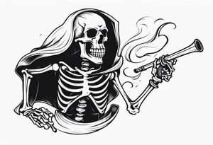 running skeleton with a pipe tattoo idea