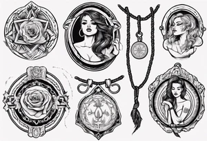 woman hand holding medallion with rope tattoo idea