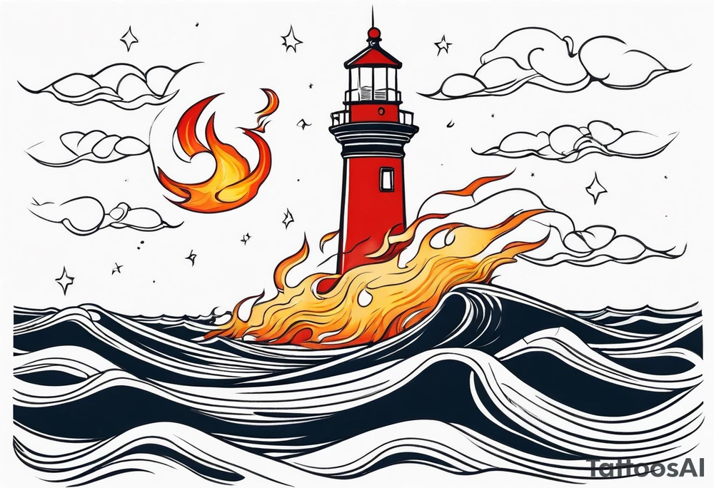Leuchtturm 
Seil Bild 
Feuer 
Welle 
Schiff tattoo idea
