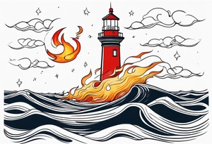 Leuchtturm 
Seil Bild 
Feuer 
Welle 
Schiff tattoo idea