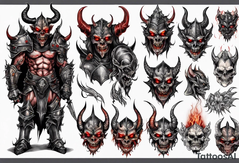 Demon in armor tattoo idea