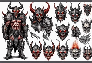 Demon in armor tattoo idea