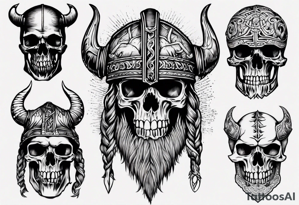 i want a tattoo of a big viking skeleton head tattoo idea