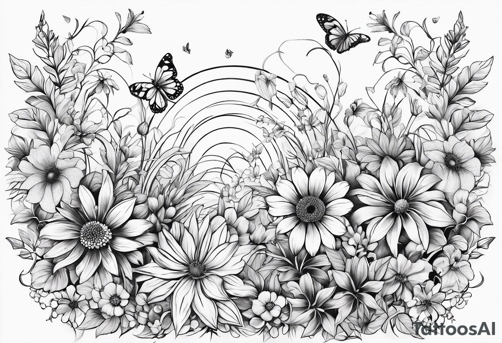 Wildflowers, smaller, vertical , half sleeve tattoo idea Wildflowers, smaller, vertical , half sleeve tattoo idea