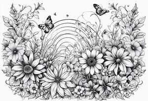 Wildflowers, smaller, vertical , half sleeve tattoo idea