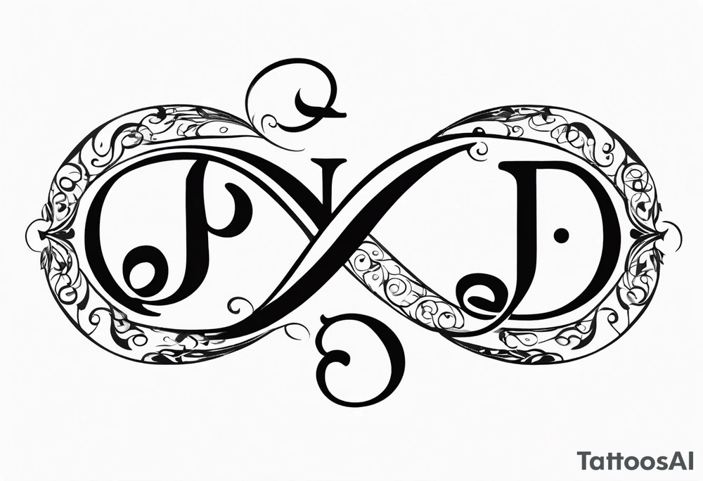 Infinity symbol with a letter B and 2 letter J’s tattoo idea Infinity symbol with a letter B and 2 letter J’s tattoo idea
