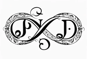 Infinity symbol with a letter B and 2 letter J’s tattoo idea