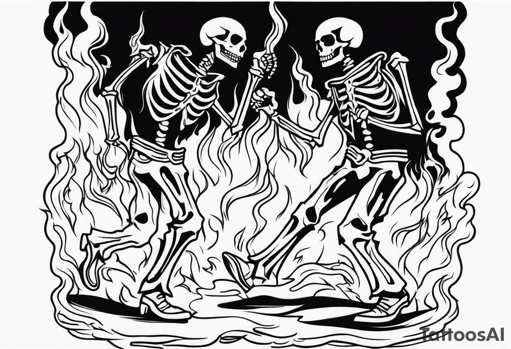 two western skeletons dancing in a burning room tattoo idea two western skeletons dancing in a burning room tattoo idea