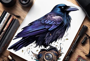Book with raven tattoo idea