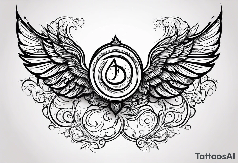 “P” with angle wings small tattoo idea