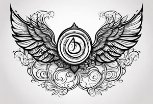 “P” with angle wings small tattoo idea
