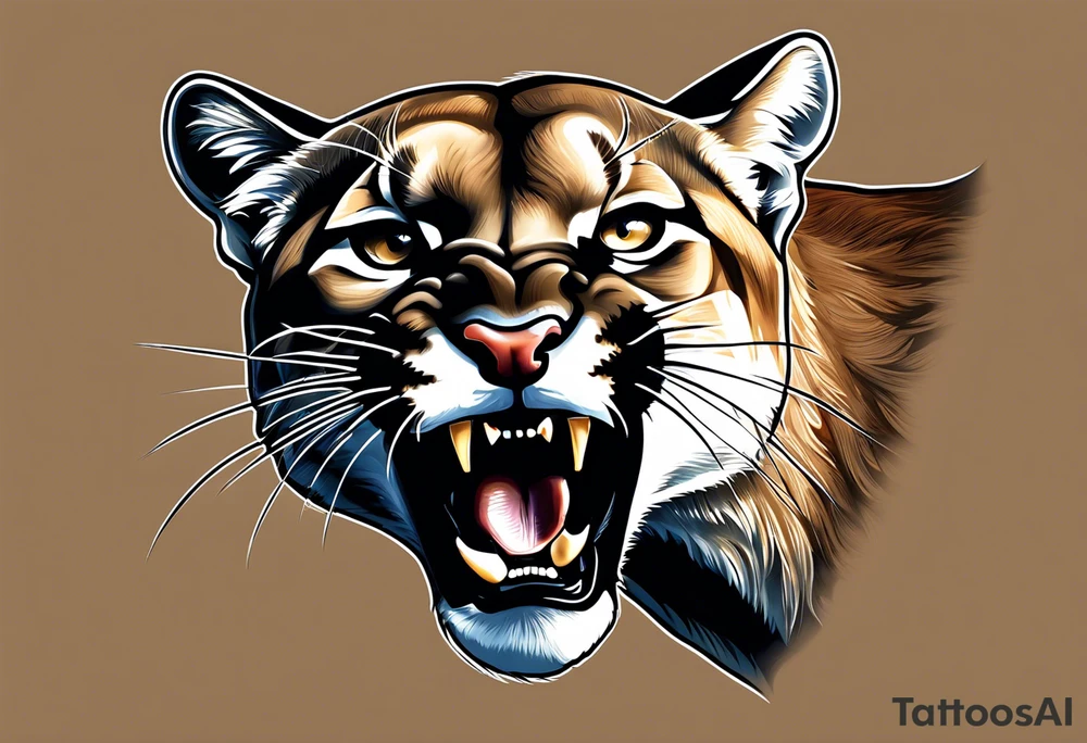 mountain lion growling tattoo idea