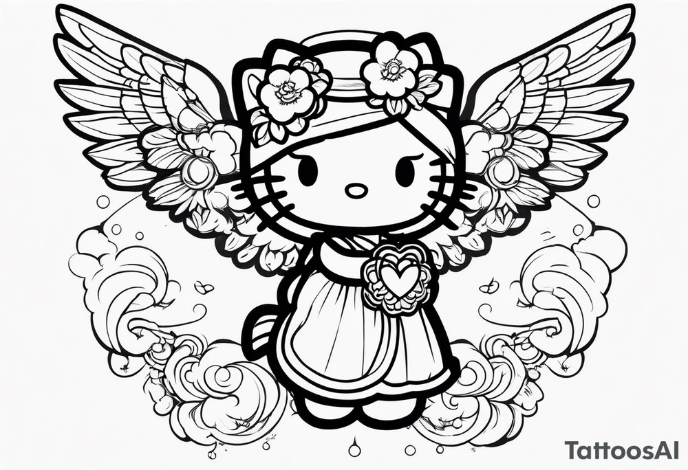 hello kitty angel with halo tattoo idea