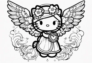 hello kitty angel with halo tattoo idea