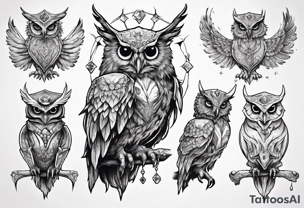 The Demon Owl Stolas, a Prince of Hell who is obsessed with gems, knowledge of astrology and poisonous plants. tattoo idea
