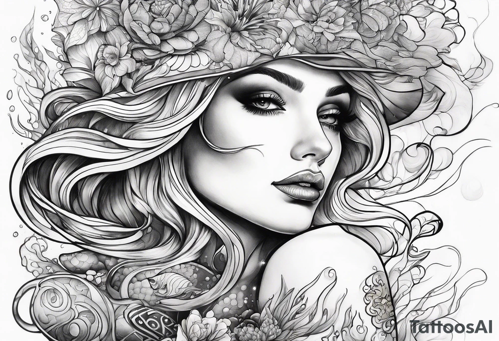Woman under water tattoo idea