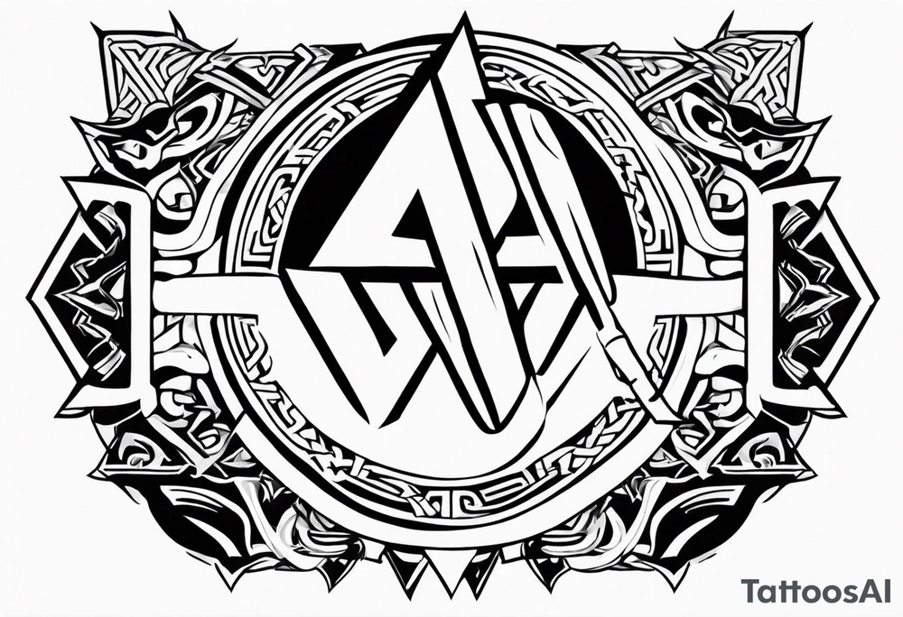 Valhalla sword 
shield axe Valknut tattoo idea