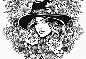 Western floral and stars tattoo idea