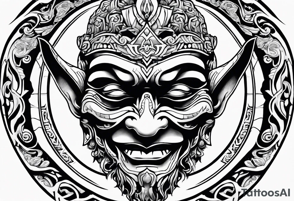 korean goblin mask tattoo idea